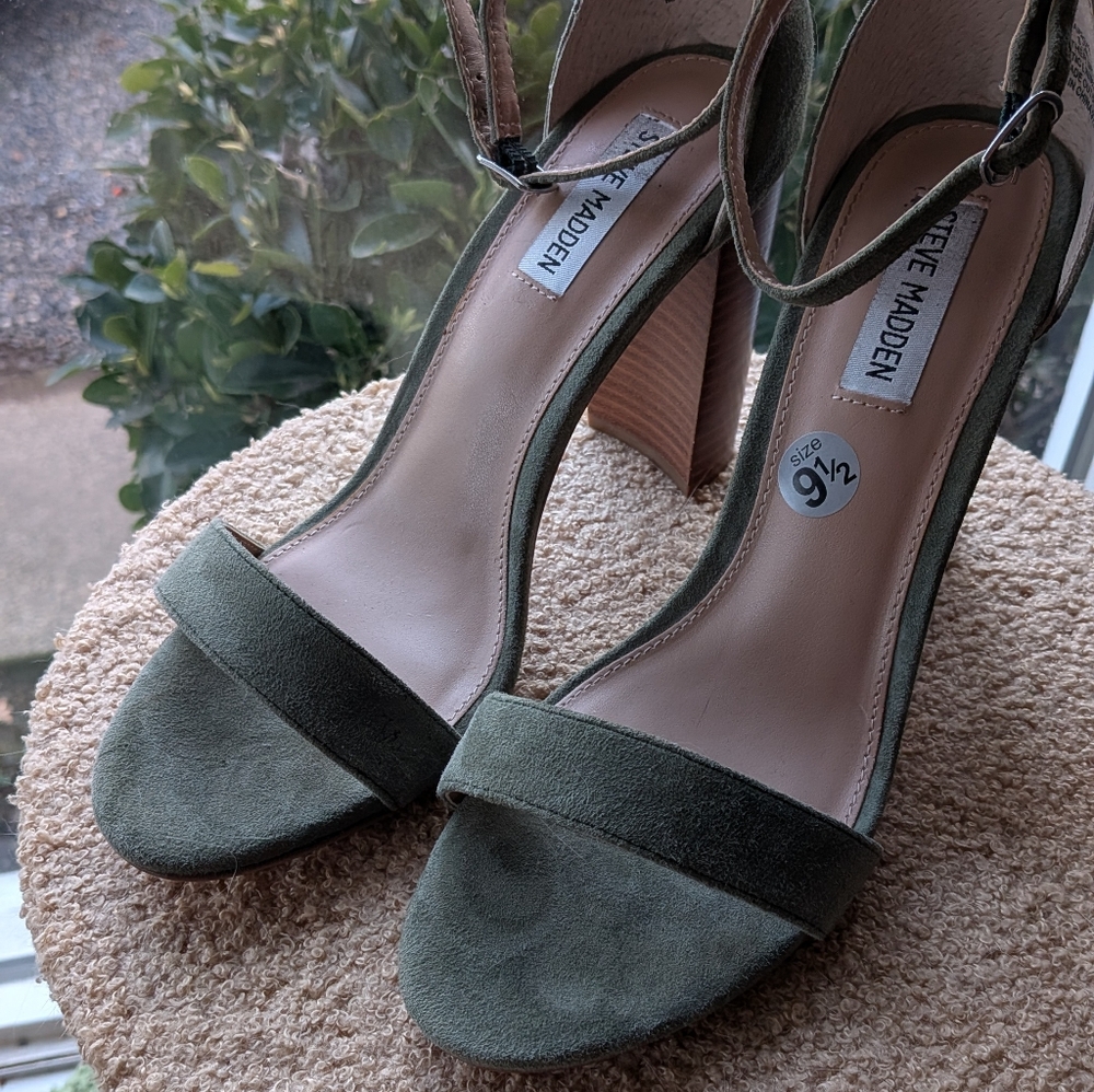 Steve Madden Olive Green Suede Heels